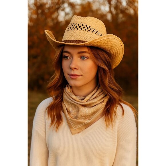 Beige White Paisley Square Scarf Wild Rag Bandana Print Satin Neck Head Wrap 27 - Picture 12 of 13